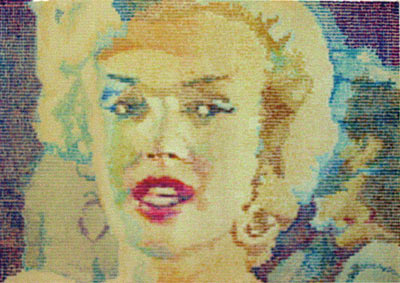 „Marilyn on TV“, ca. 70 x 100 cm, Farbstift auf Papier