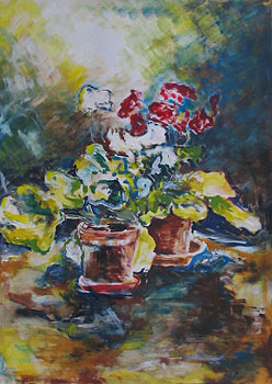 Stilleben, ca. 40 x 60 cm, Tempera