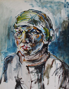 Portrait, ca. 42 x 60 cm, Tempera